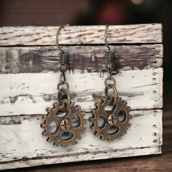 Bundle 3 Pr. Steampunk Dangles…Gears Earrings - Picture 3 of 5